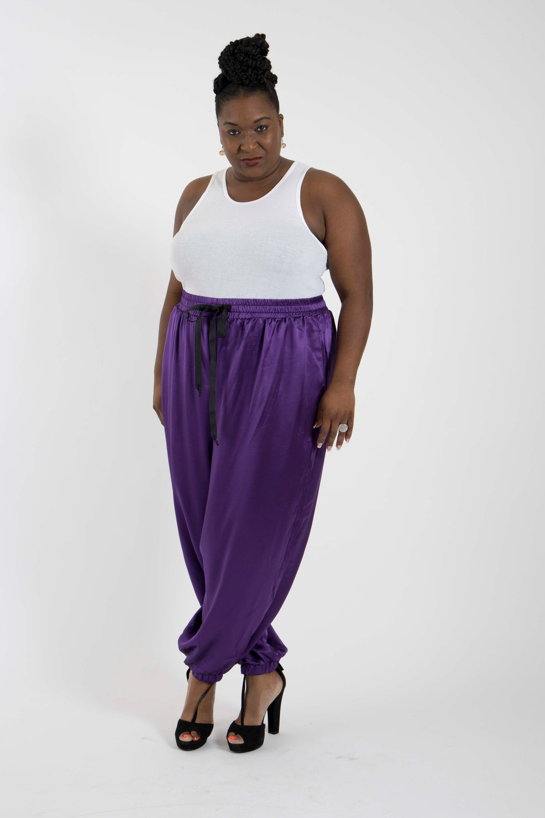 The Wardrobe Hero - Italian Silk Jogger Pant in Aubergene