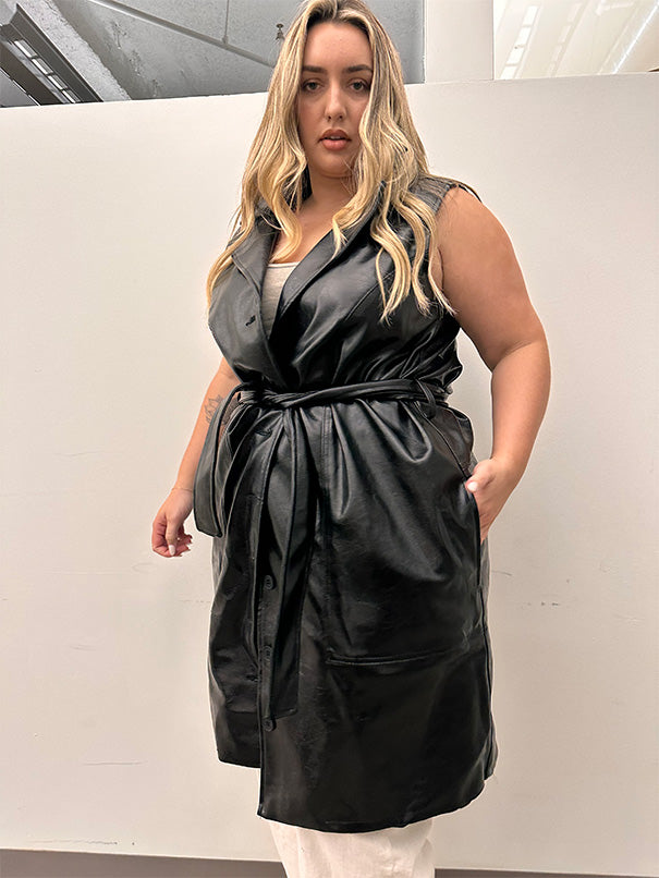 Vegan leather coat dress